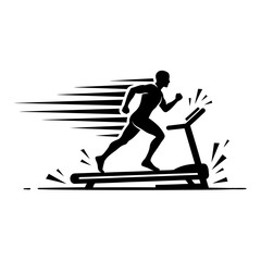 Fototapeta premium Gym treadmill vector art of man running on treadmill for fitness and energy