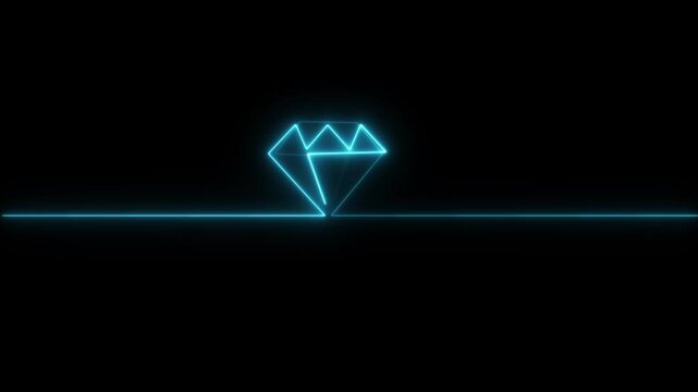 Abstract glowing of Diamond. Crystal jewel stone symbol for neon icon animation with back background.