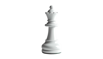 Elegant white chess queen piece isolated on black background