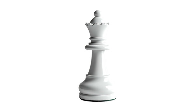 Elegant white chess queen piece isolated on black background
