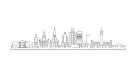 Obraz premium Minimalist architectural city skyline art featuring famous landmarks and buildings