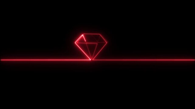 Abstract glowing of Diamond. Crystal jewel stone symbol for neon icon animation with back background.