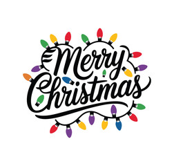 Merry Christmas Colorful Lights Typography