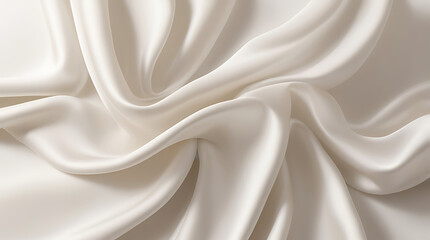 Obraz premium Soft flowing ivory silk fabric with elegant drapes and gentle folds