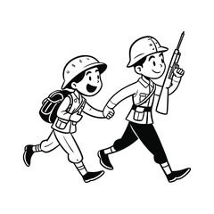 Brave Soldiers Running Together Fearlessly