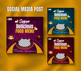 Delicious food menu social media banner template.
