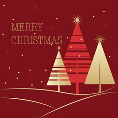 christmas tree on red background