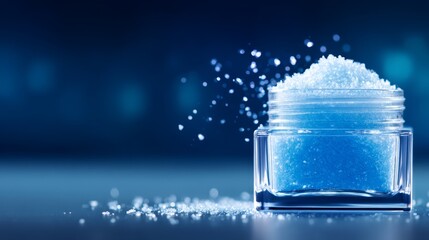 Sparkling blue glitter jar tabletop decor idea shiny blue glitter in glass jar adds sparkle to any setting