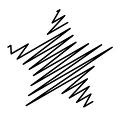 Star scribble lines on a white background. Minimalist and artistic design ideal for creative projects, posters, icons, or playful graphic elements.