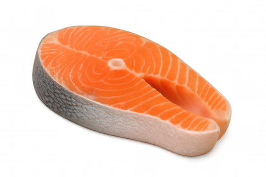 Fresh raw salmon steak cut, fish fillet for healthy cooking, preparing omega-3 rich seafood meal