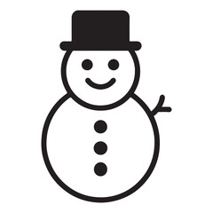Simple Black and White Snowman Icon for Winter Holidays
