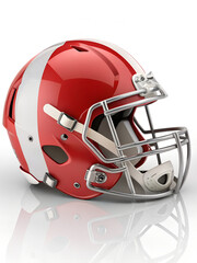 Fototapeta premium Red American Football Helmet with White Faceguard and Metallic Gray Accent