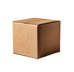 Fototapeta premium A plain brown cardboard box isolated on a black background, presenting a simple, clean design