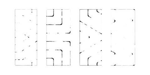 Abstract geometric pattern with dark lines and shapes on a white background