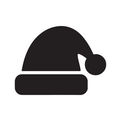 Simple Black Santa Hat Icon for Christmas Holiday Season