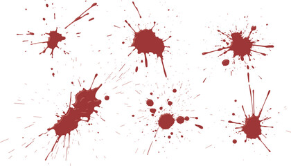 Red liquid splash on white background creating abstract artistic pattern, realistic paint or wine splatter texture for creative graphic design