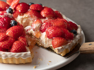 Strawberry Blueberry Pancakes on a Plate