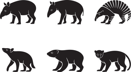 Obraz premium Six diverse animal silhouettes for educational use