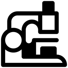 Obraz premium Microscope. Outlined stroke vector icon with black-filled details.
