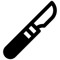 Scalpel. Outlined stroke vector icon with black-filled details.