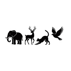 Animal silhouette vector set