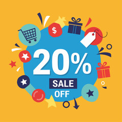 Sale vector tags template badges.  20% with percent promotion illustration off shop now banner design up to 