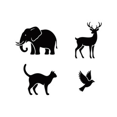 Animal silhouette vector set
