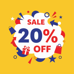 20%  Percent OFF Vector Illustration,  , Save offer, off sale banner isolated, Offer Banner Design, Discount banner, Special Offer poster design,  price tag 