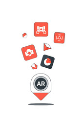 Augmented Reality Concept With Floating Technology Icons