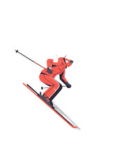 Flat Vector Illustration of Woman Skiing Downhill