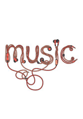 Creative Music Word Art With Earphone Wires