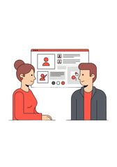 Flat Illustration of People Reviewing Online Digital Profiles