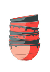 Stylized Stack of Kitchen Bowls With Dripping Glaze