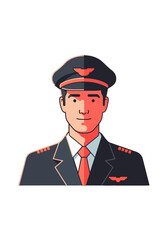 Professional Airline Pilot Man Flat Vector Design