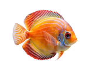 Vibrant orange discus fish stunning detail isolated on clean white canvas