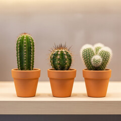 Mini cactus with three stems in a row