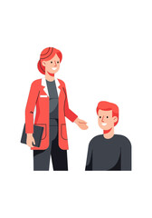 Flat Vector Illustration of Business People Discussing Professionally