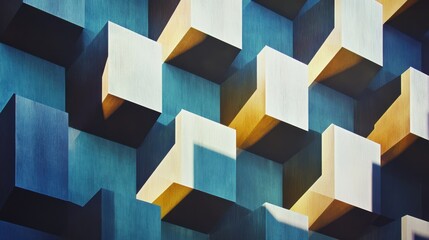 Geometric patterns with gradients and shadows creating a sense of depth