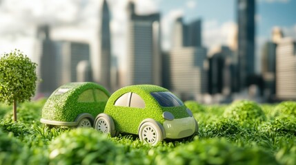 Green city with renewable energy and electric vehicles