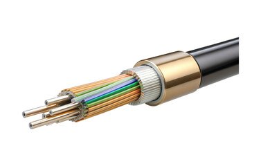 High-speed fiber optic cable detail showing multiple strands and protective sheathing