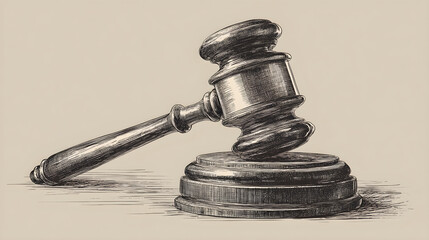 Gavel on sounding block representing justice and law