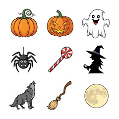 Fototapeta premium Whimsical Halloween Illustrations Conjuring a Spooky Yet Playful Atmosphere and Festive Mood