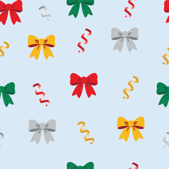 Seamless festive pattern with bows of different colors