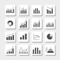 Business Data Chart and Graph Icons Set – Modern Analytics and Statistics Symbols for Infographic Design