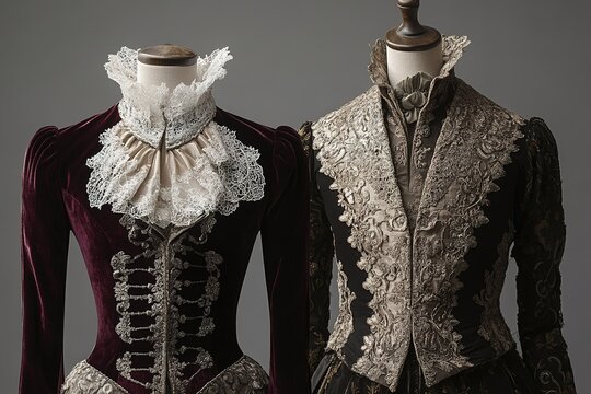 royal clothing inspired by European renaissance with velvet doublets and lace collars