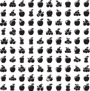 Java apple fruit silhouette vector set isolated on white background