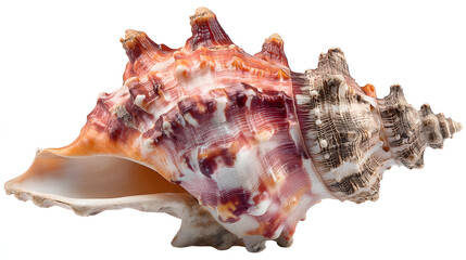 Obraz premium Beautiful conch shell isolated on white background, showcasing intricate details