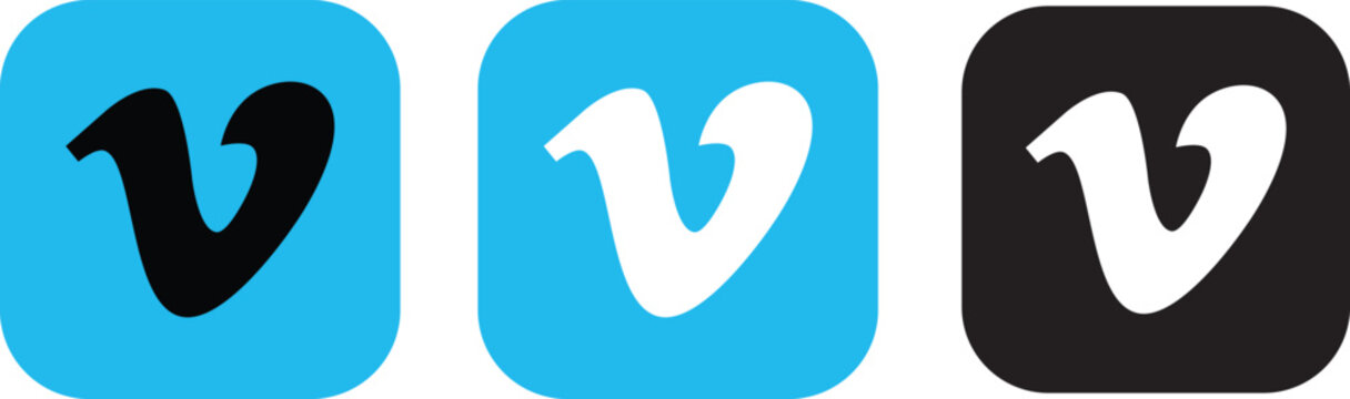 Vimeo Logo Icon Vector Set