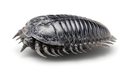 Armadillidium vulgare isolated on white background, also known as pill woodlouse