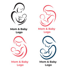 Mom and baby kids logo